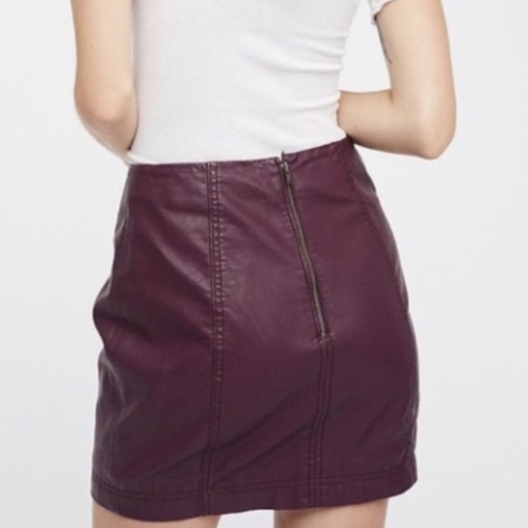 Free People Modern Femme Faux Leather Mini Skirt—Size 6 - Picture 3 of 7